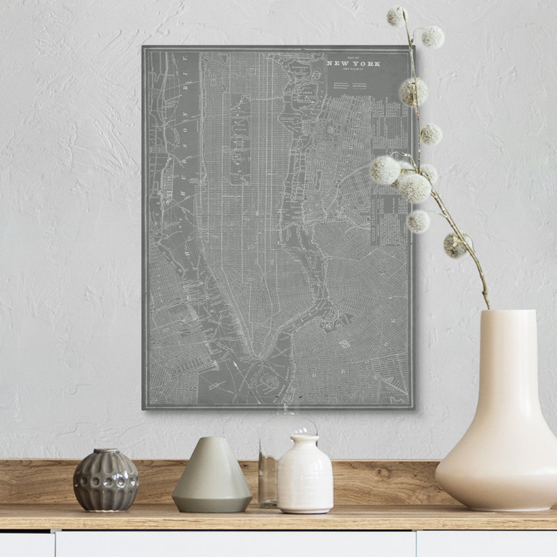 « City Map of New York » par vision studio-impression d’art graphique, H 16 po x l 12 po x 1,25 po, Toile tendue