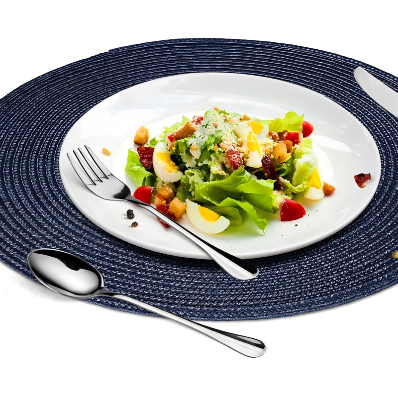Napperons ronds, ensemble de 6 napperons tissés résistants à la chaleur, Bleu