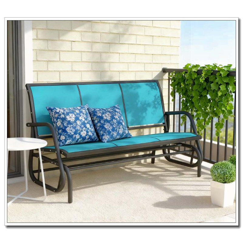 3-Person Porch Glider Swing with Breathable Mesh Fabric