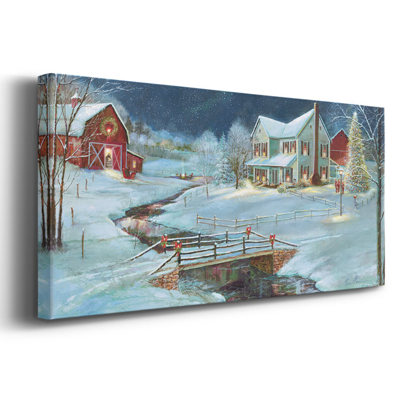 Noël à la ferme - Toile tendue avec châssis - Prêt à accrocher, H 20 po x l 50 po