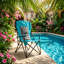 Chaise de camping pliante en acier robuste H 25,59 po x P 22,44 po x H 40,84 po