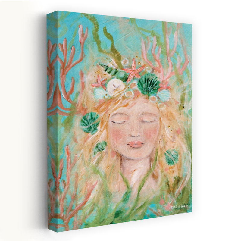 She's A Mermaid Whimsical Coastal Tropical Art, 24" H x 16" W