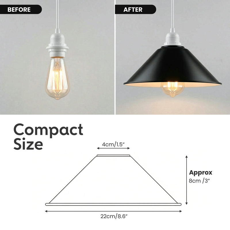10cm H Metal Cone Lamp Shade, White