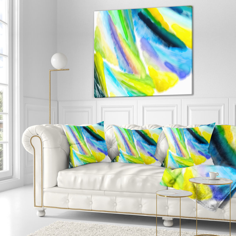 Vibrant Brushstrokes - Coussin imprimé abstrait, 18 po x 18 po, Coussin décoratif, Vert