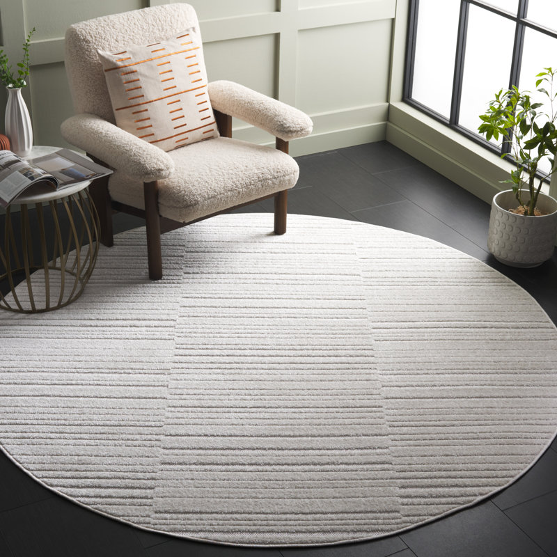 Tapis à rayures Keylah Performance, Rond 6 pi 7 po