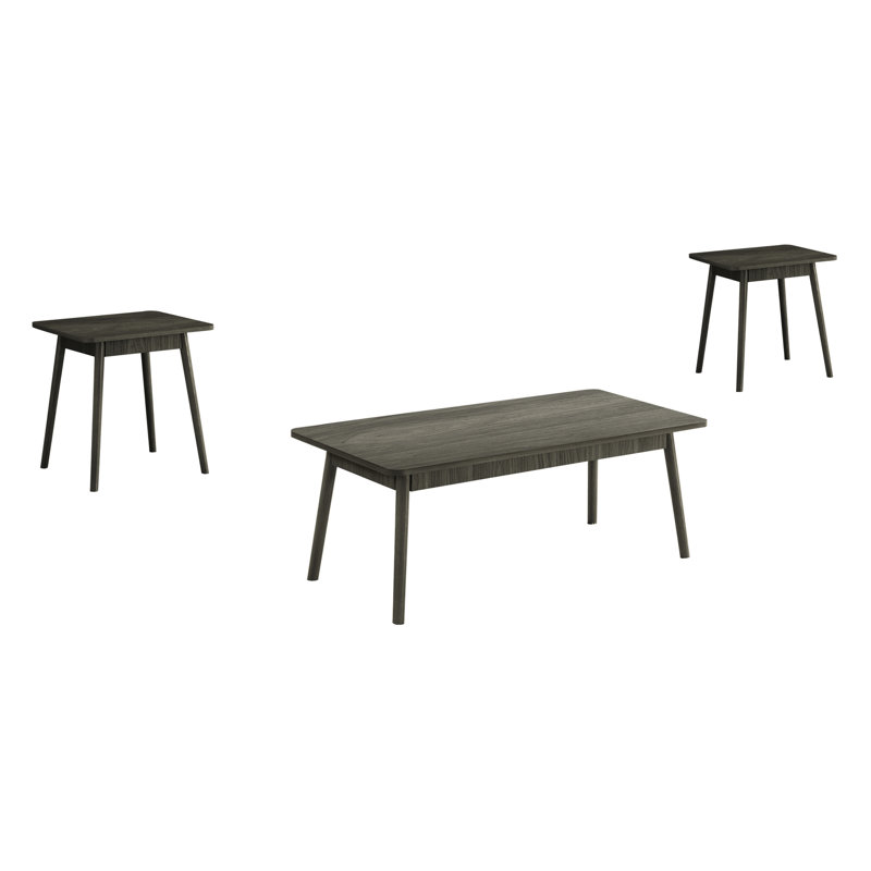 Table moderne Mid-Century 3 pièces - stratifié gris, tables basses rectangulaires et de bout pour la rénovation du salon