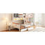 Lit superposé simple au-dessus d'un lit double, blanc et orange, nombreuses solutions de rangement, convient aux invités + lit double en bois orange, tiroirs de garde-robe intégrés, maximisant l'espace de la chambre à coucher