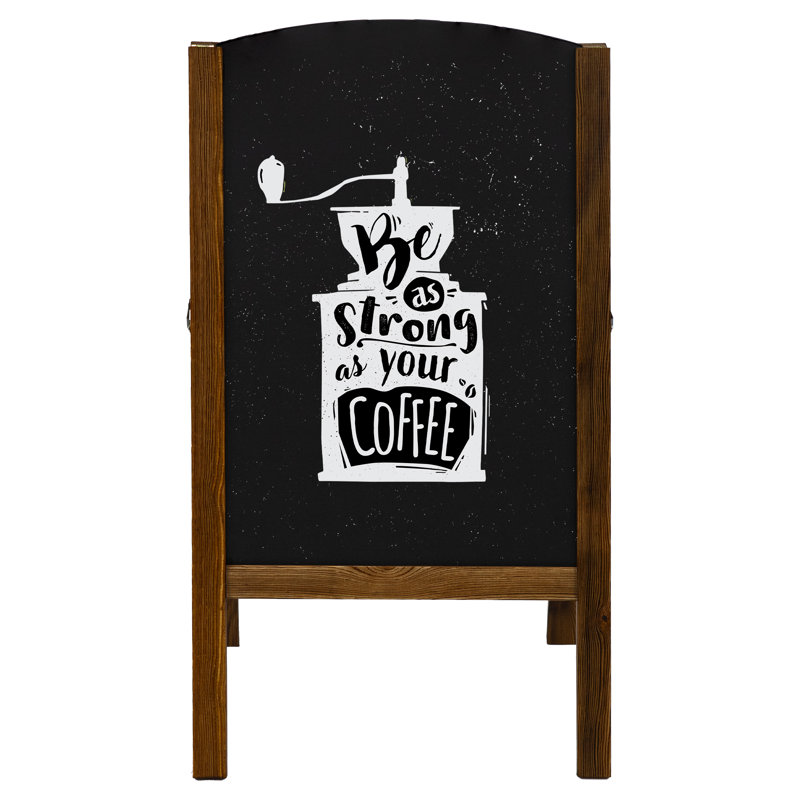 Rustic Brown Pine Wood A-Frame Chalkboard Sign with Chalk and Eraser