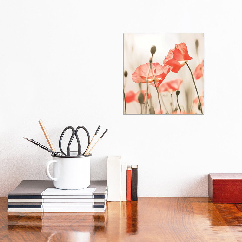 Poppy Flowers Peach Square by Monika Strigel - Wrapped Canvas Print, 30.48 cm H x 30.48 cm W