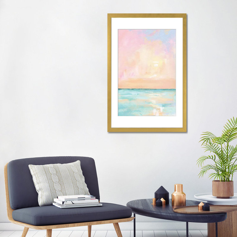 «Pastel Florida Sunset», reproduction d'art murale - papier d'art encadré, H 32 po x l 24 po, Doré
