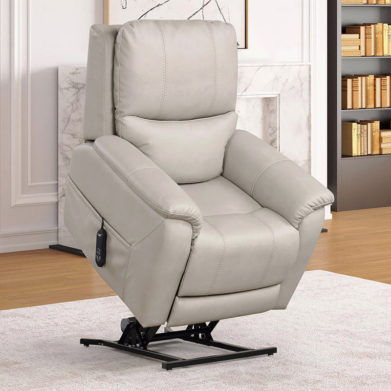 Avec fonction inclinable Fauteuil relevable de style contemporain Design esthétique avec accoudoirs à selle, contrôleur de port USB, boîte de siège en acier, finition gris clair
