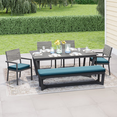 Abby 78.74'' Rectangular 6 - Person Outdoor Dining Set with Cushions