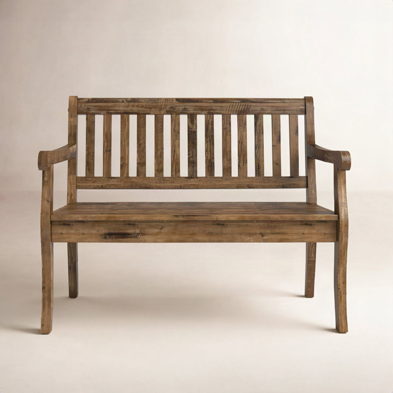 Castile Solid Wood Storage Bench, Distressed Brown