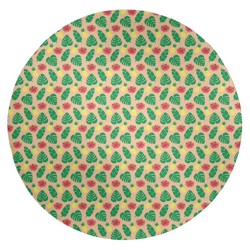 Chenille Floral Indoor Rug, Round 5'