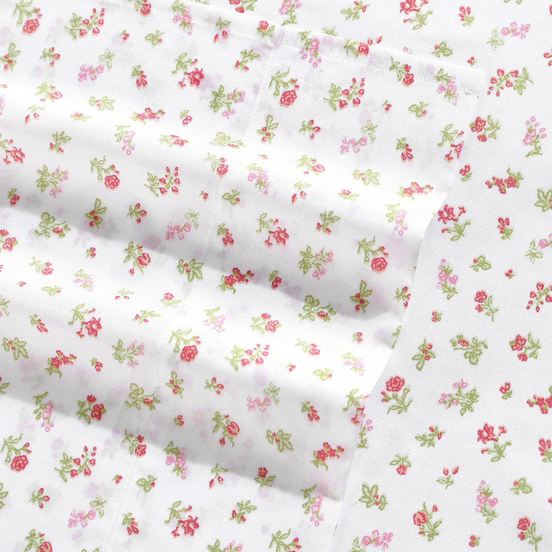 Mae Pink Floral Queen Polyester Microfiber Sheet Set