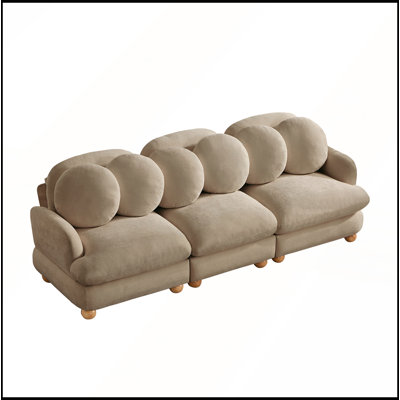 Comfy Chenille Modular Sectional Sofa 3 Seater Deep Seat with 6 Throw Pillows Solid Wood Frame