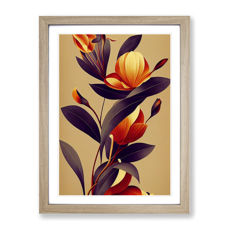 Angelical Flowers - Framed Print, 34cm H x 25cm W x 2cm D, Oak