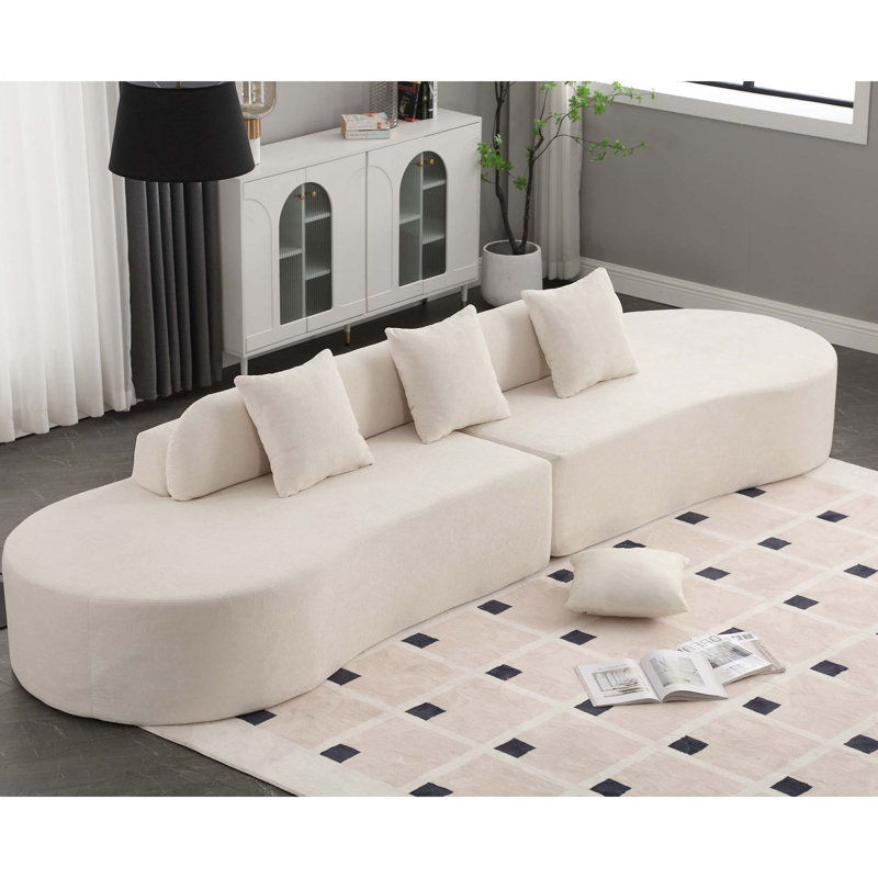 Canapé 4 places en tissu éponge, Beige