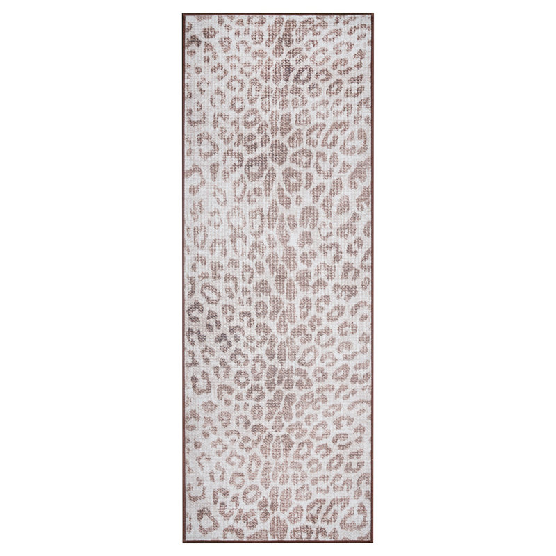 Tapis lavable lavable Miya Leopard, Tapis de couloir 2 pi 5 po x 7 pi