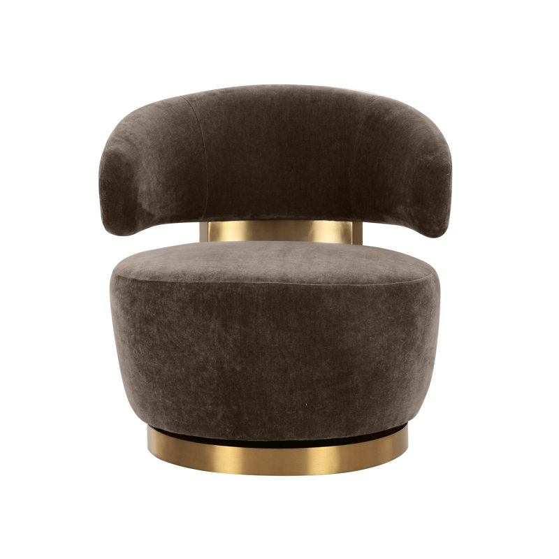 Upholstered Barrel Chair, Brown Polyester