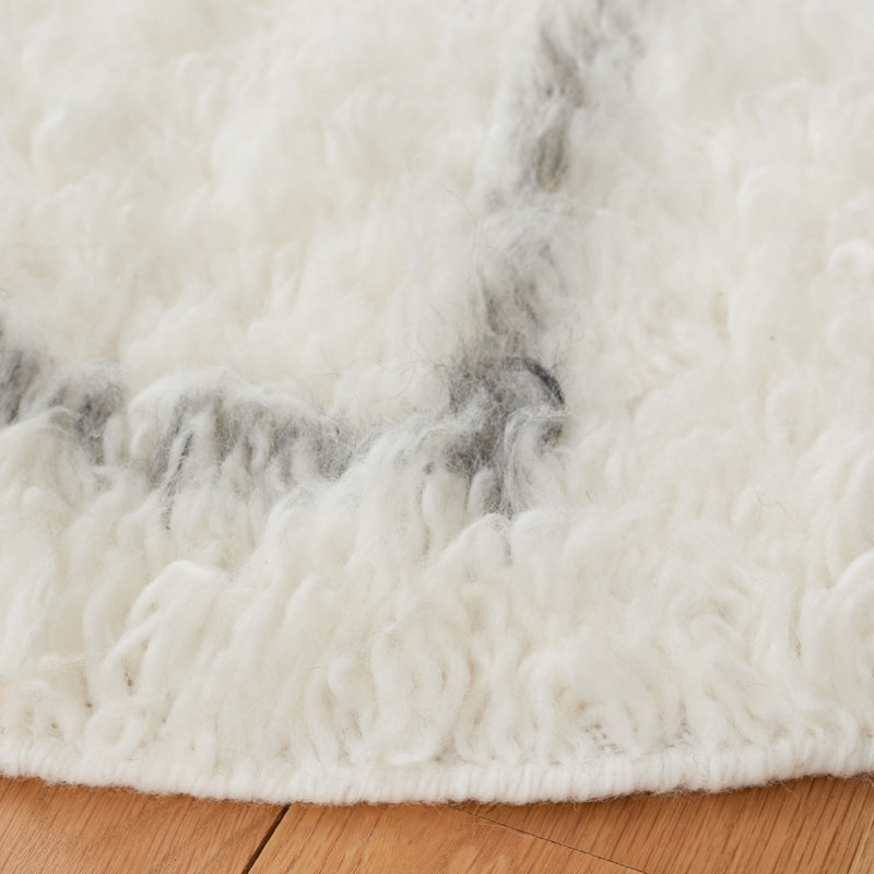Anaily Hand Woven Performance Geometric Rug, Round 6'