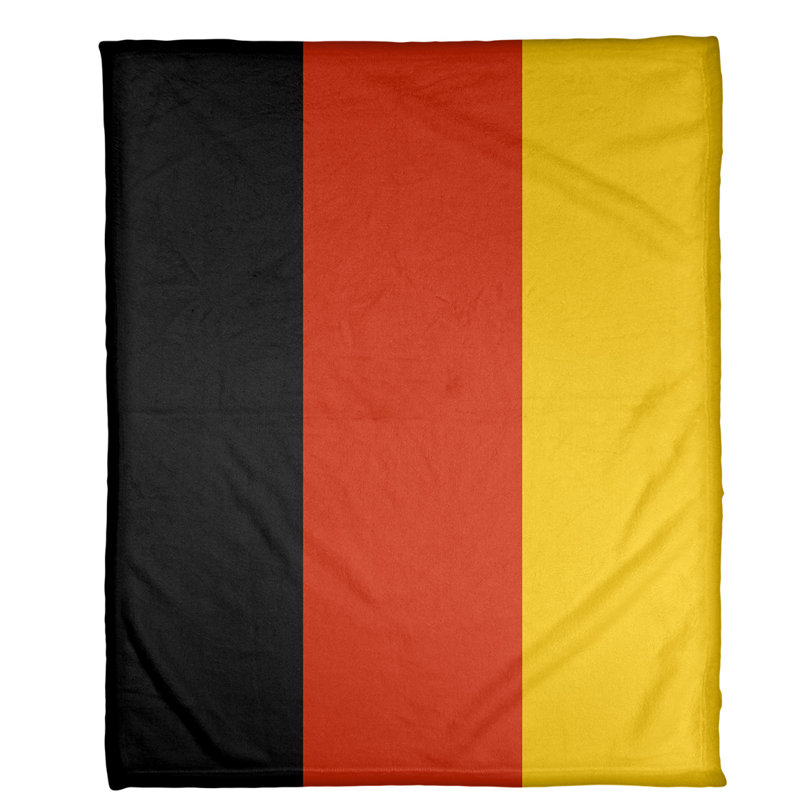 Quilted Throw Blanket, 30" x 40", Black/Red/Yellow, Coral Fleece