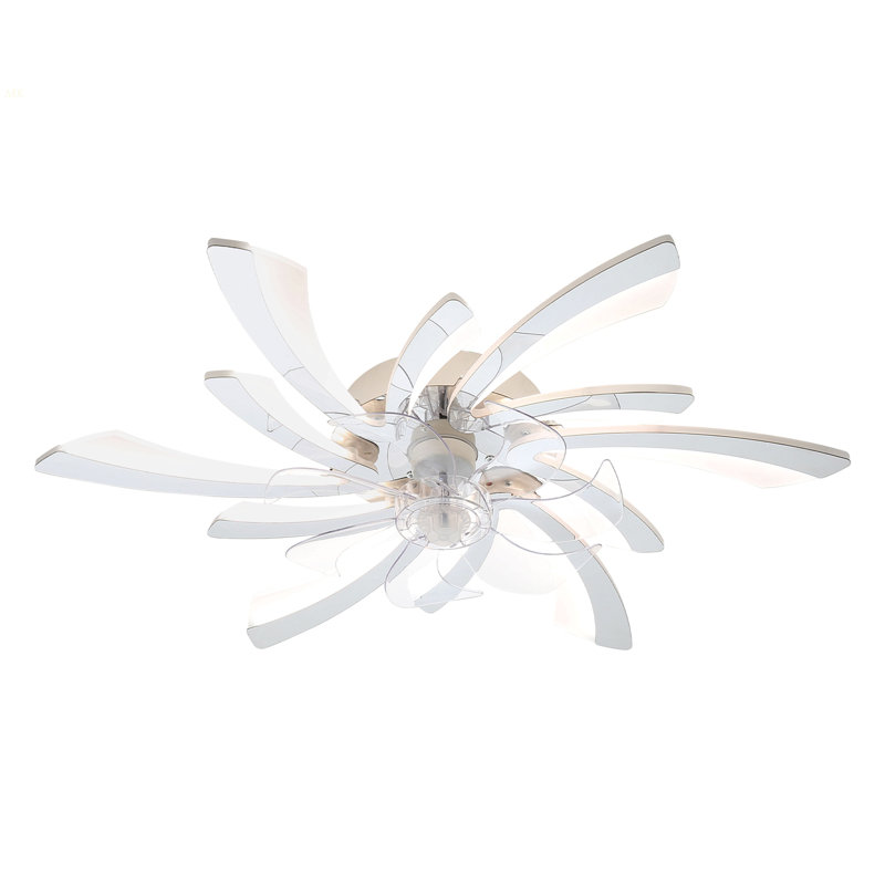 30.7In Ceiling Fan With Lights, Remote Control 3 Color Temperatures,6 Gear Wind Speed Fan Light, Chrome, White