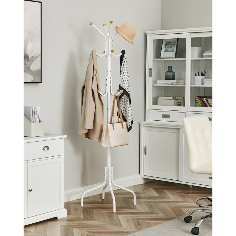 Mahajan Steel Freestanding 12 - Hook Coat Rack, White