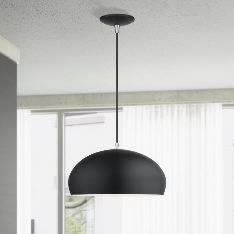 Luminaire suspendu noir 1 lumière Aaranyan, Noir mat, Noir