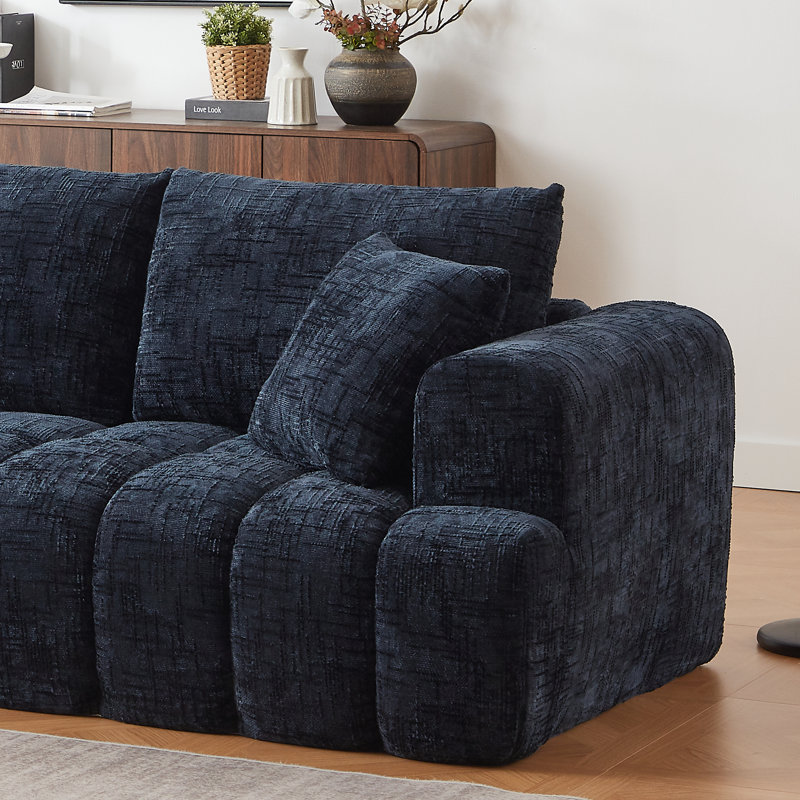 Chenille L-shaped Luxury Oversized Sectional Sofa – Minimalist Tufted Sleeper Couch For Living Room, Right Hand Facing