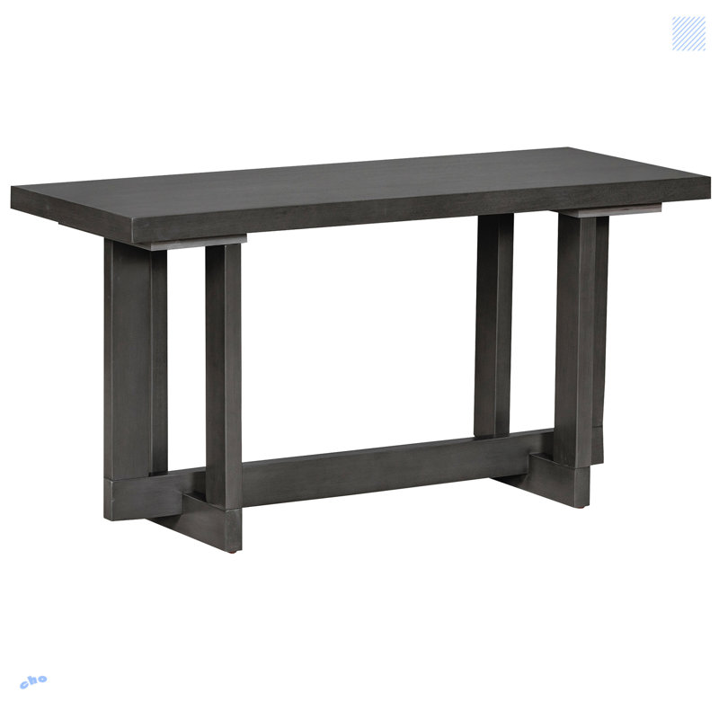 Leonete 6 - Person Solid Wood Top Double Pedestal Base Dining Set, Black