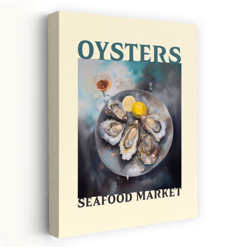 «Fresh Oysters with Lemon Elegant Contemporary Shellfish Ocean», art mural, H 60 po x l 40 po