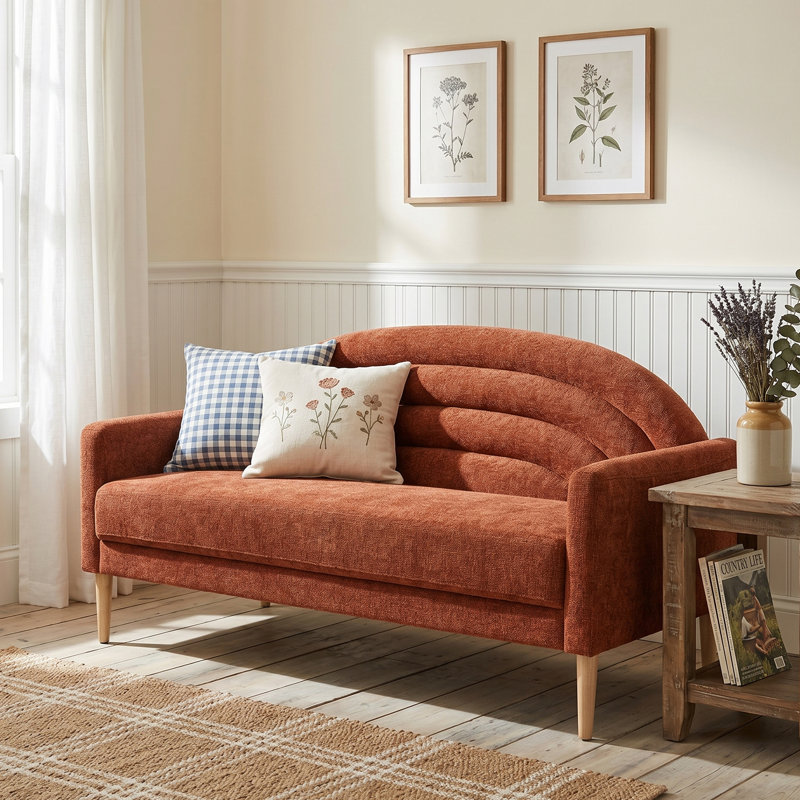 Canapé rembourré à deux places Michala, Polyester ocre, H 31,5 po x l 49,6 po x P 30,7 po