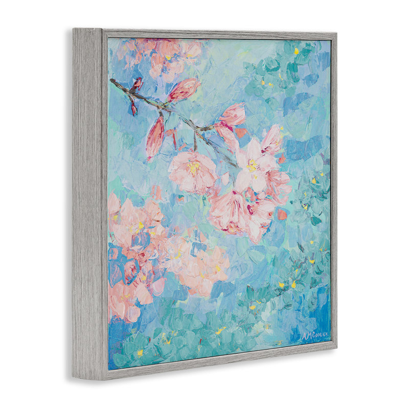 Yoshino Cherry Blossom  Framed Giclee Art by Ann Marie Coolick, Farmhouse Grey Framed Giclee, 17" H x 17" W