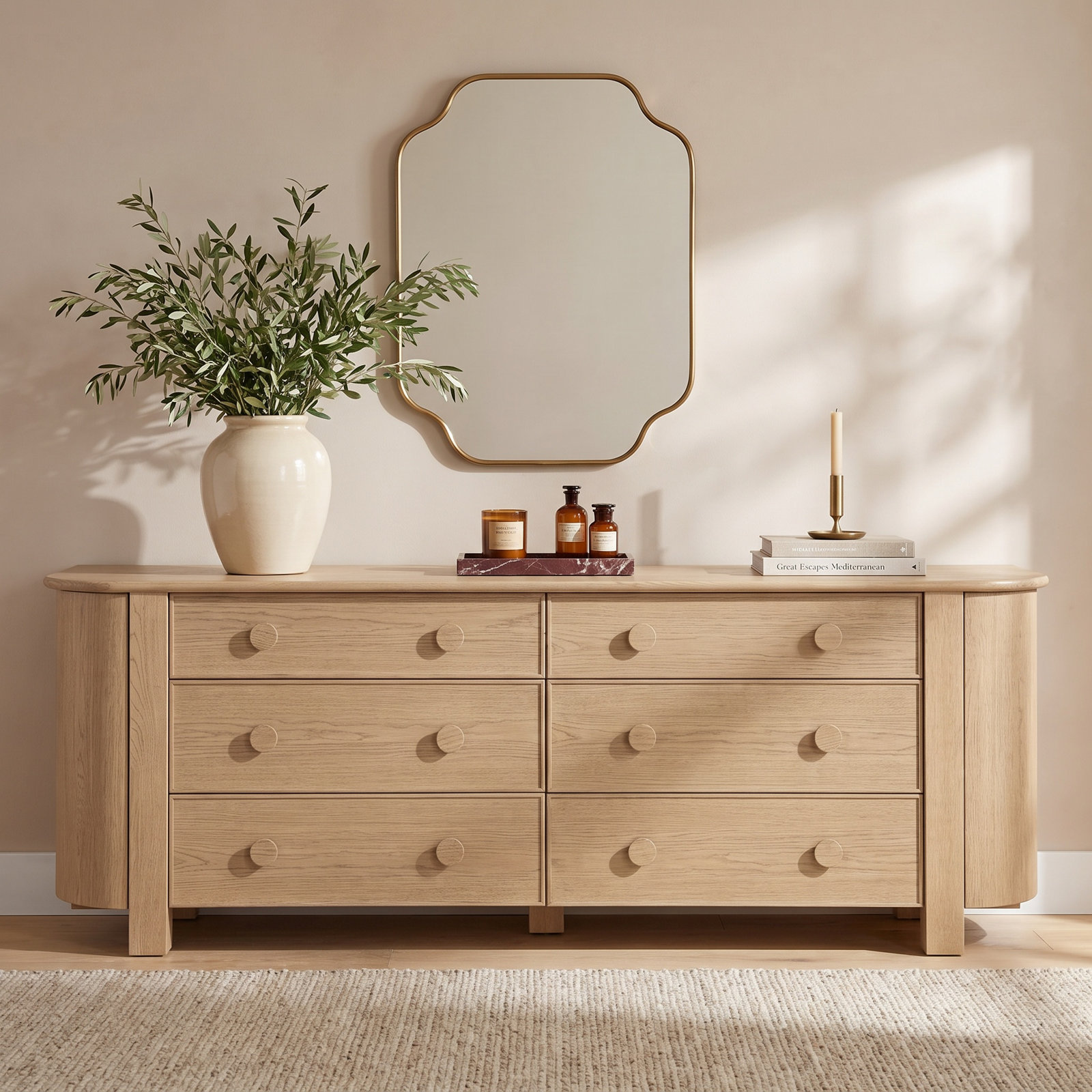 88" Oak Dresser, Brown
