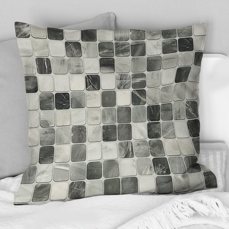 Coussin décoratif gris Mid-Century, H 18 po x l 18 po