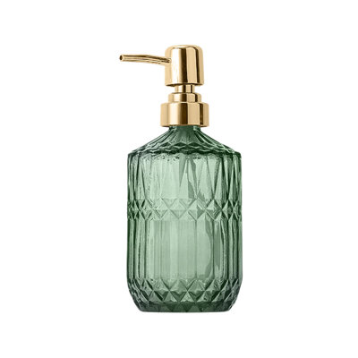 Bouteilles d'eau, bouteilles de shampooing en verre et bouteilles de lavage pour le corps Bouteilles de distributeur de savon de style pompe Bouteilles de pompe à liquide avec bandes intermédiaires texturées