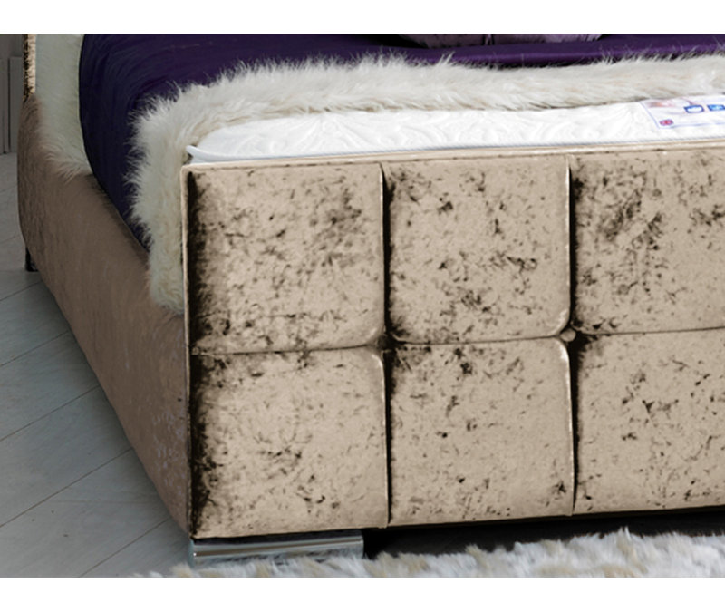 Margaux Upholstered Bed Frame, Kingsize (5'), Cream Crush Velvet