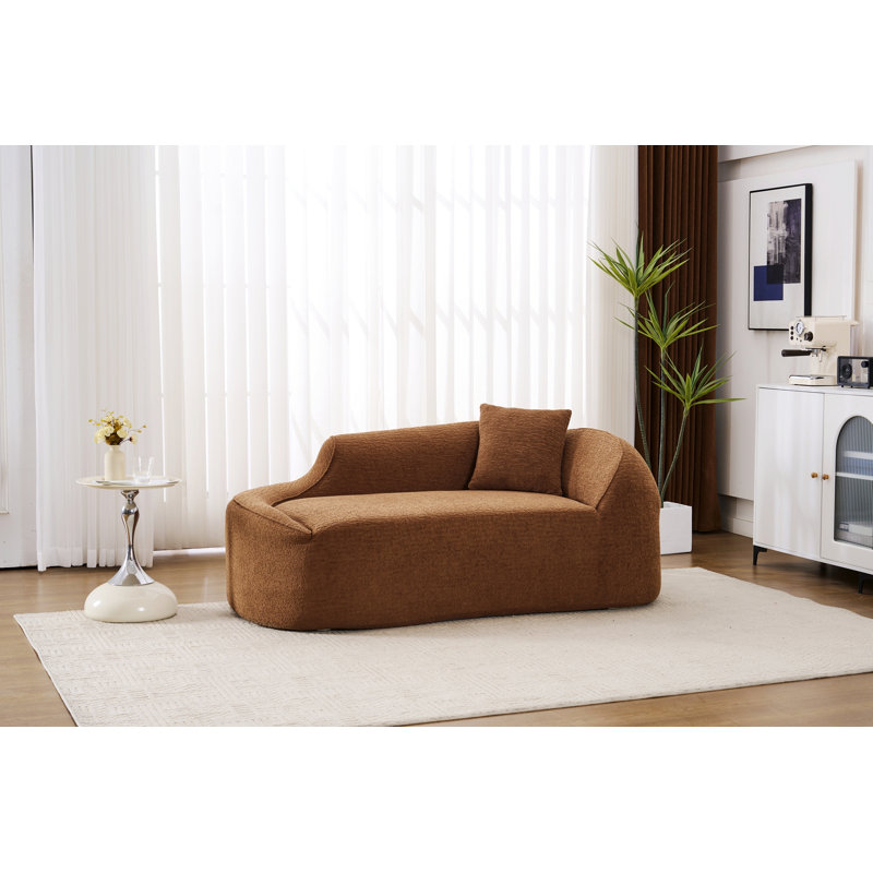 Chaise longue moderne courbée pour salon et appartement, Caramel
