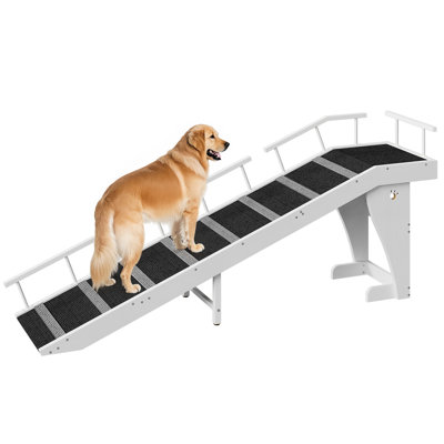 Dog Ramp for Bed, Large Wooden Pet Ramp for Dogs with Non-Slip Carpet Surface