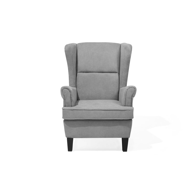 Milne Upholstered Wingback Chair, Grey