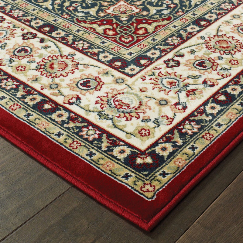 Tapis rouge / ivoire Greenwich, Rectangle 6 pi 7 po x 9 pi 6 po