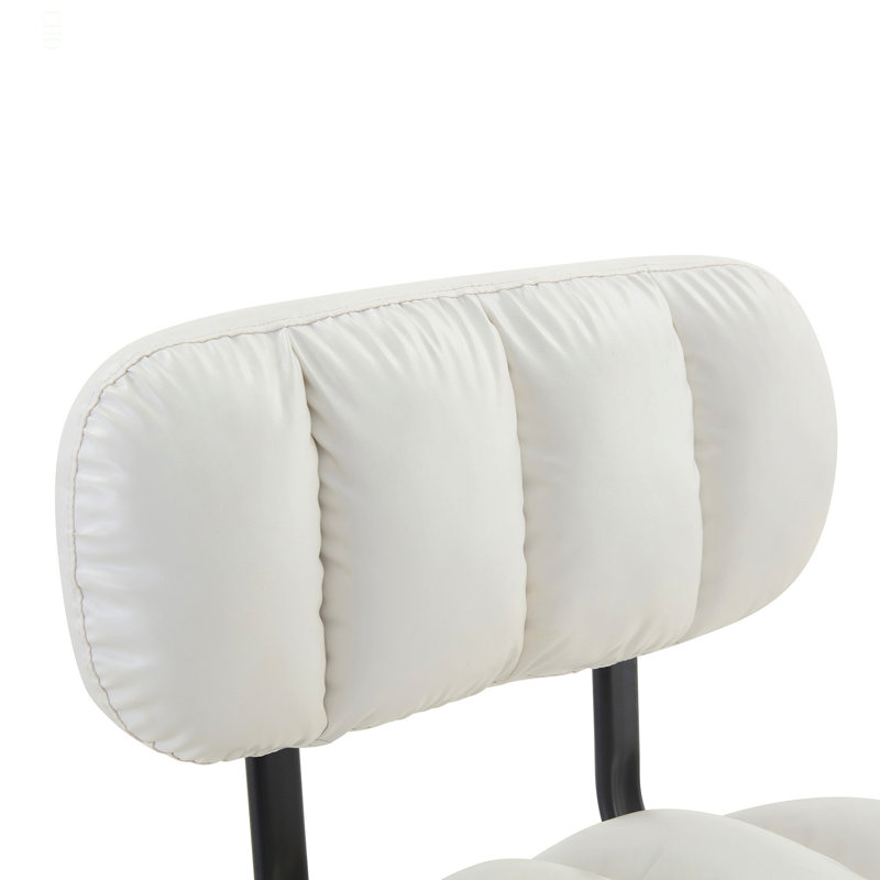 Ensemble de 2 tabourets de bar à hauteur ajustable, revêtement en similicuir blanc avec base et repose-pieds chromés, tabourets de confort modernes pour îlot de cuisine, bar personnel et salon