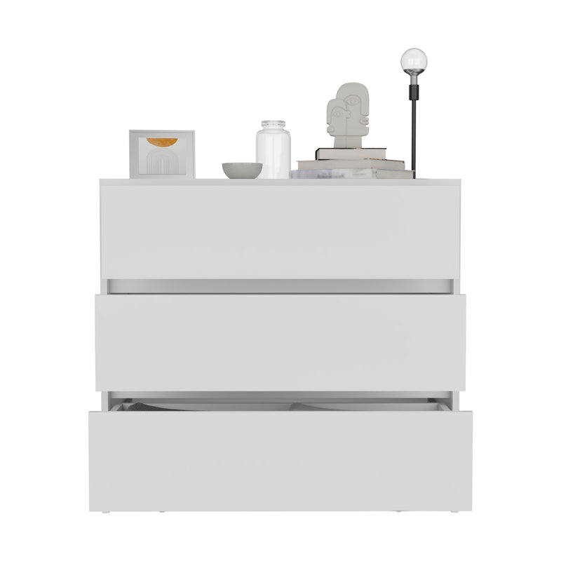 Commode à trois tiroirs Austin, mécanisme coulissant - blanc, Blanc
