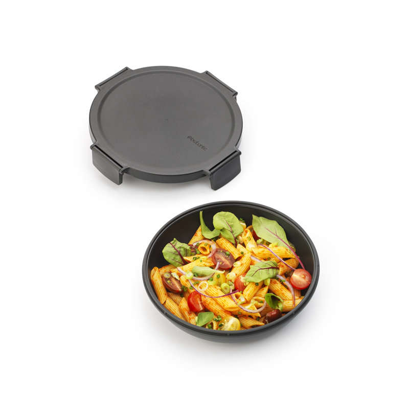 Brabantia Make & Take Lunch Bowl, Leakproof, 33.8 fl oz (1 Liter), Dark Gray