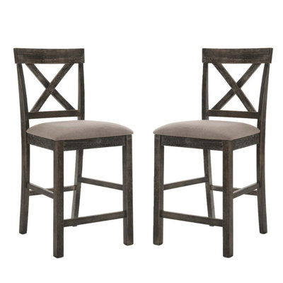 Ensemble de 2 chaises à hauteur de comptoir avec siège rembourré en lin