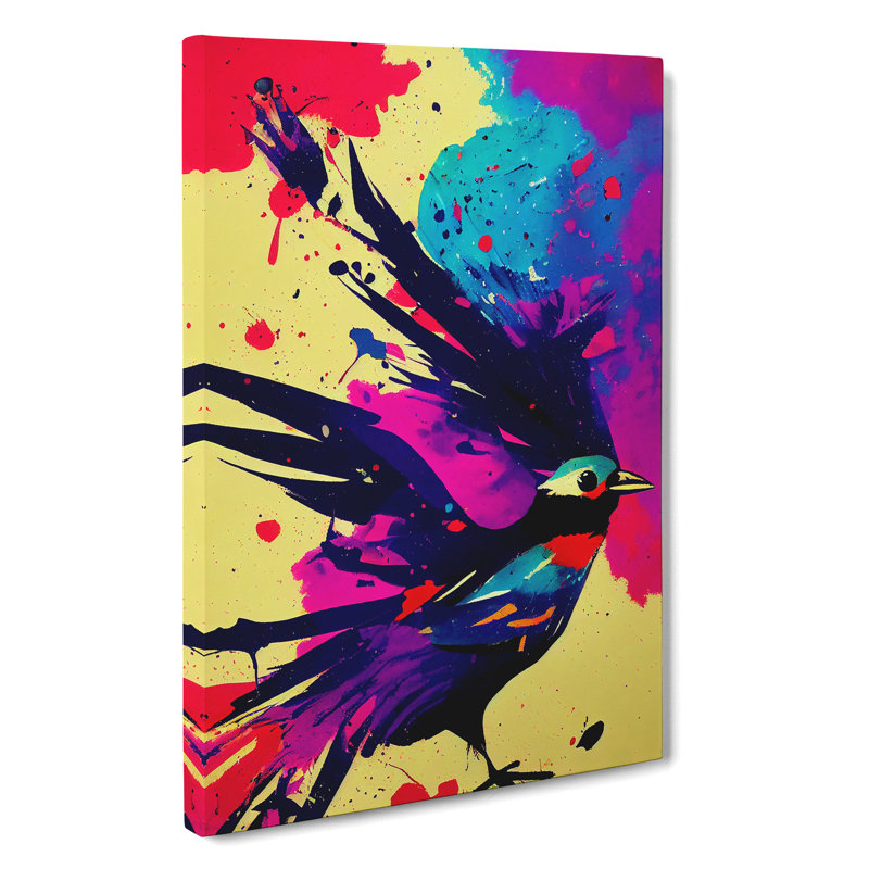 Paint Splash Bird No.4 - Wrapped Canvas, 50cm H x 35cm W x 3cm D