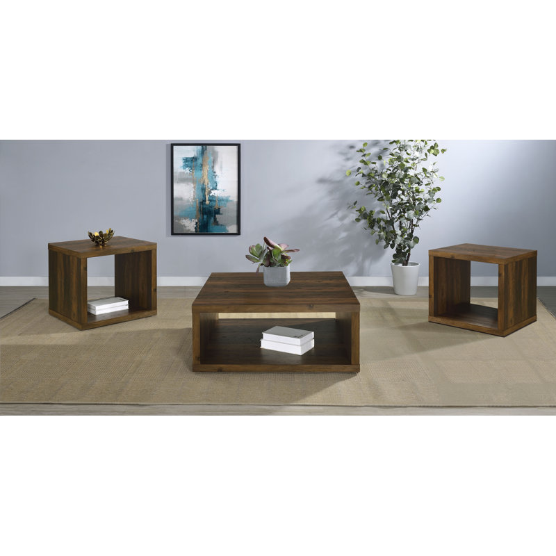 Grason Coffee And End Table Set, Dark Pine, 3 Pieces: 2 End Tables, Coffee Table