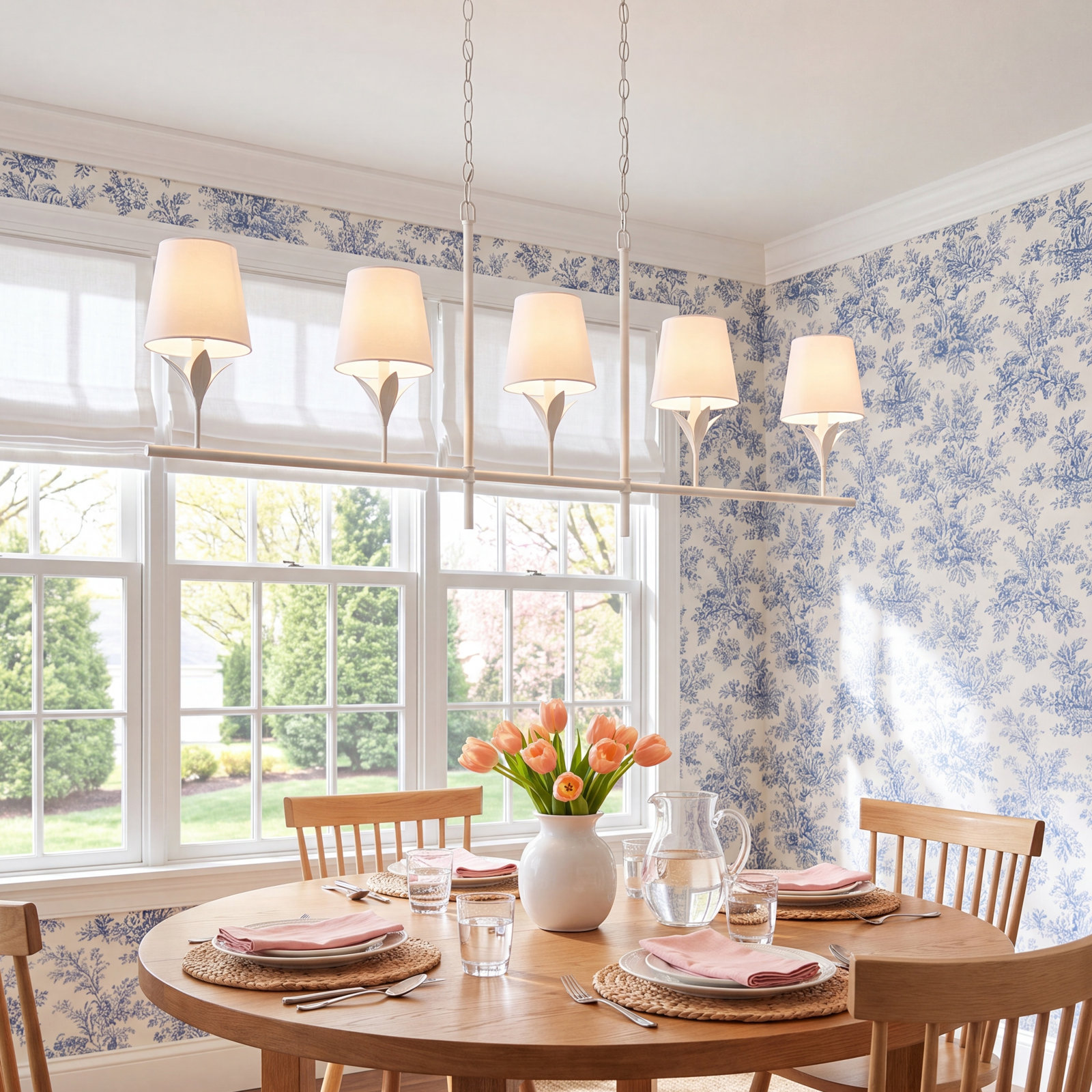 Iron 5-Light Chandelier, Matte White