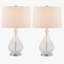Ensemble de 2 lampes de table en verre transparent H 23 po avec abat-jour en lin blanc pour table de chevet